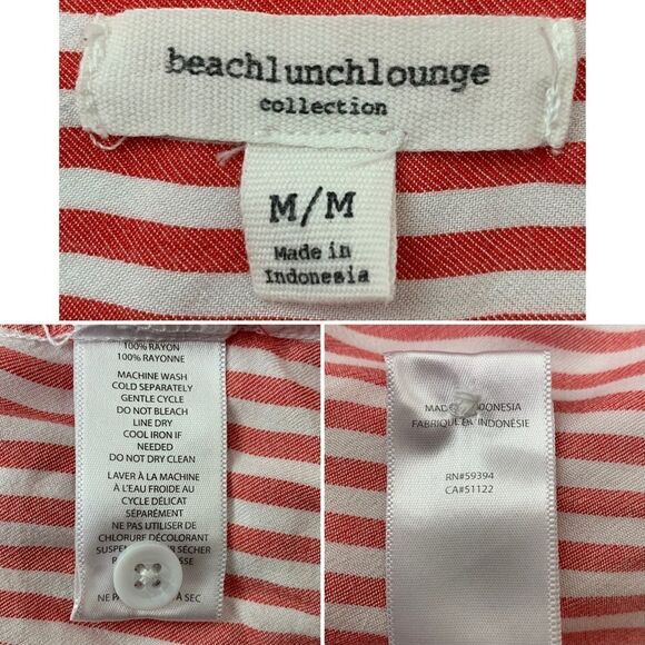 Beachlunchlounge Red White Stripe Front Button down Shirt - Picture 10 of 11
